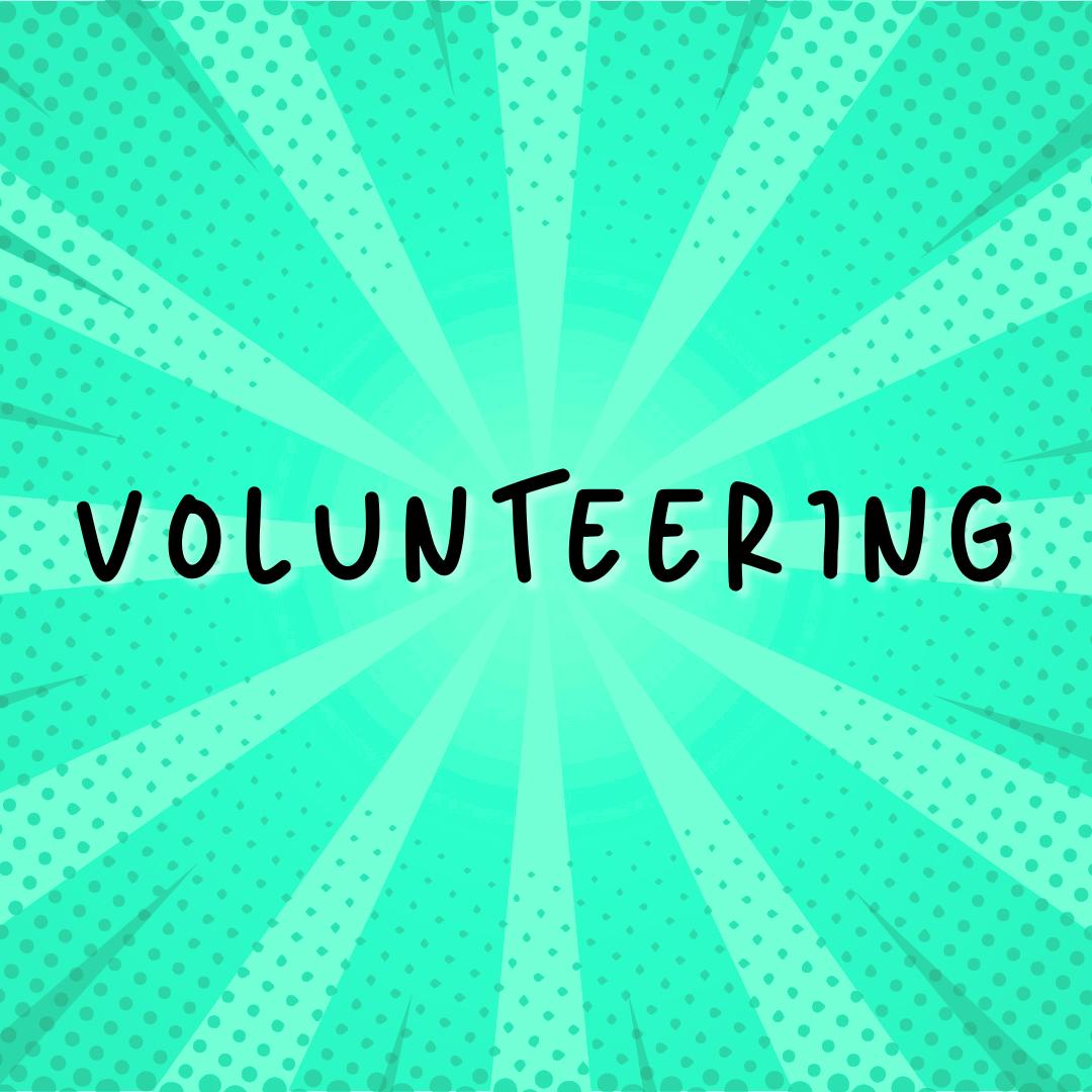 Volunteering text on green background