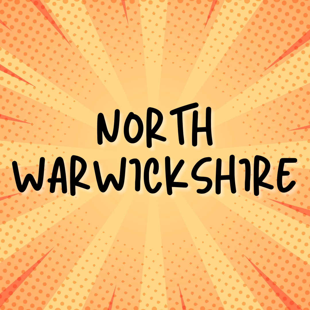 Orange tile with text &#039;North Warwickshire&#039;