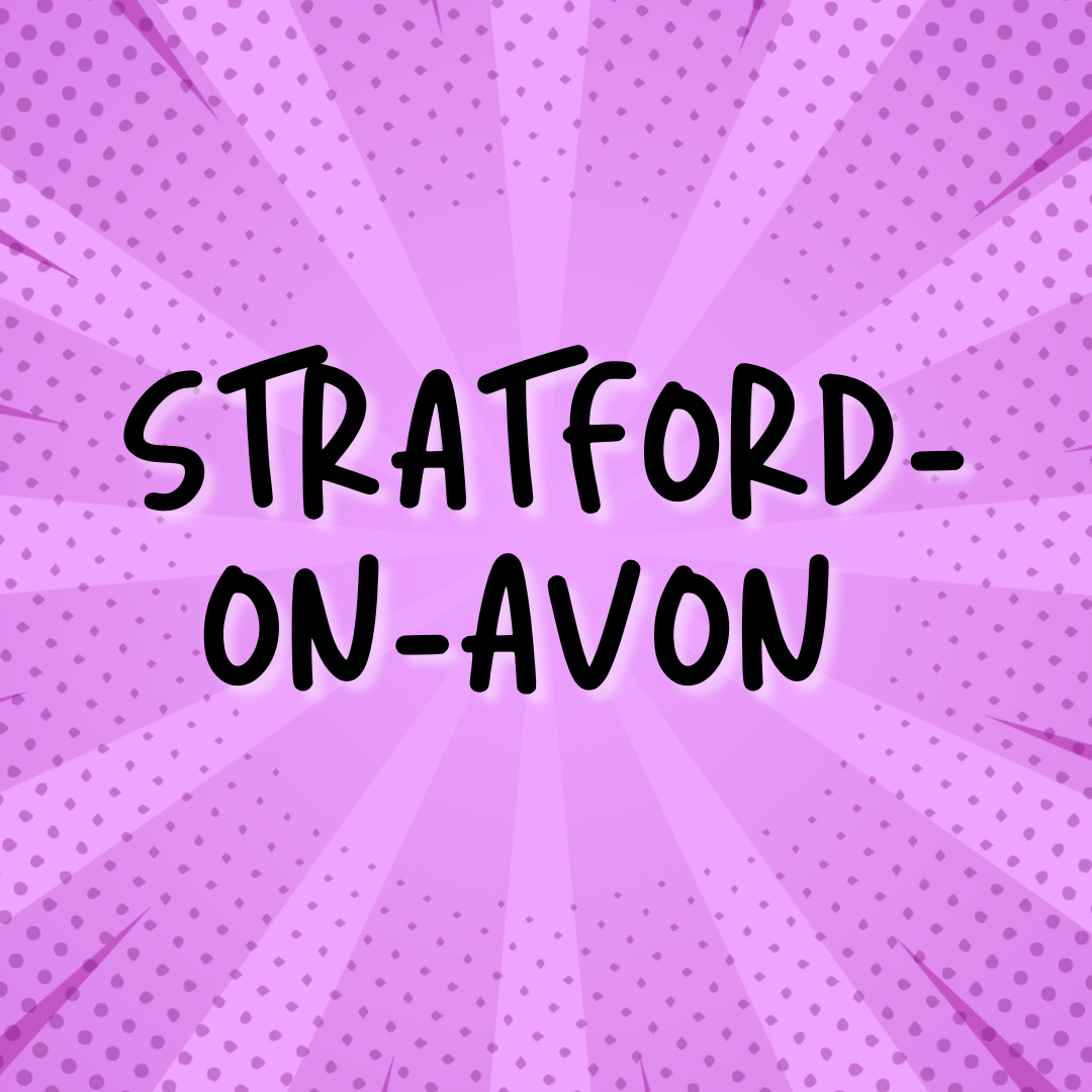 Purple tile with text &#039;Stratford-on-Avon&#039;