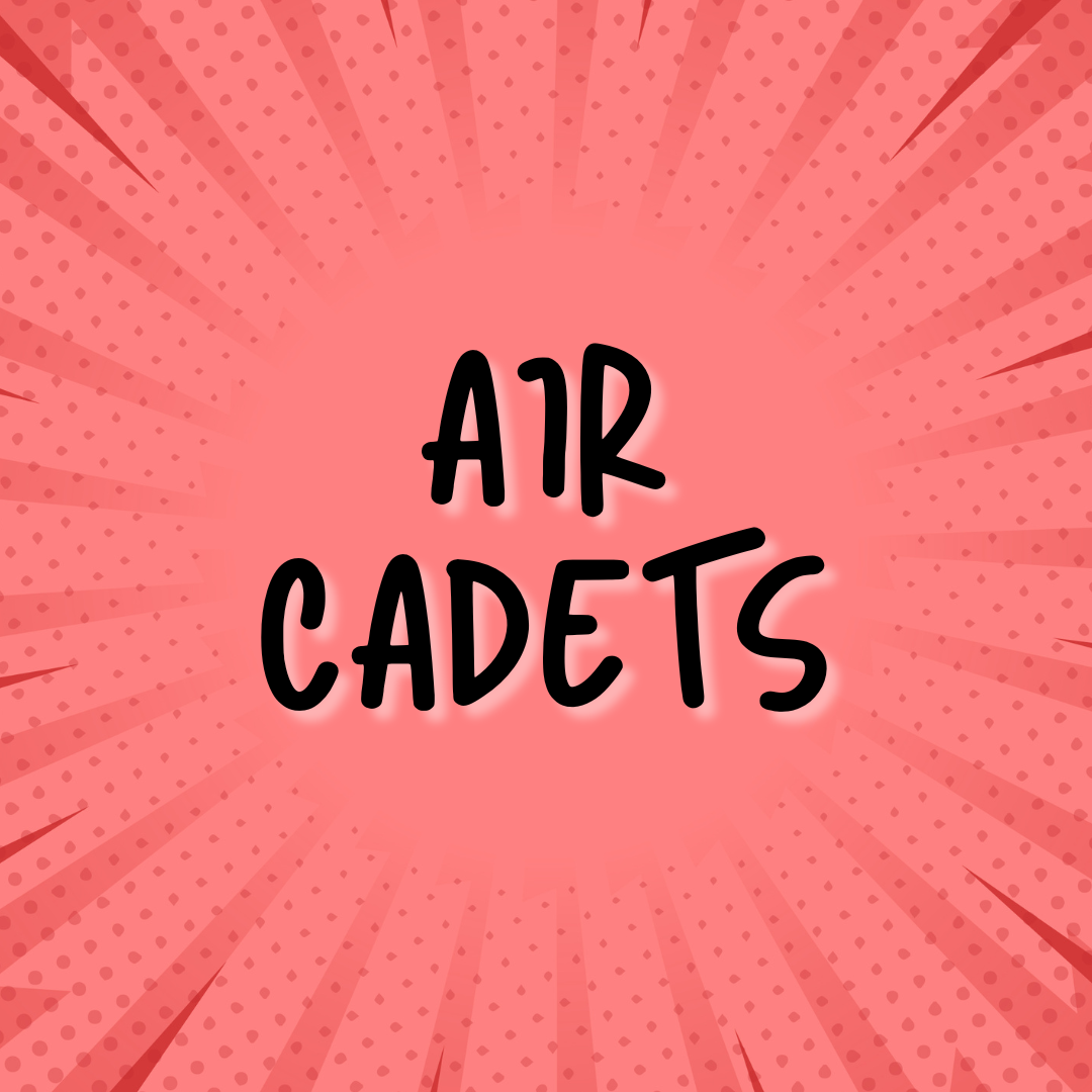 Red background with text 'air cadets'