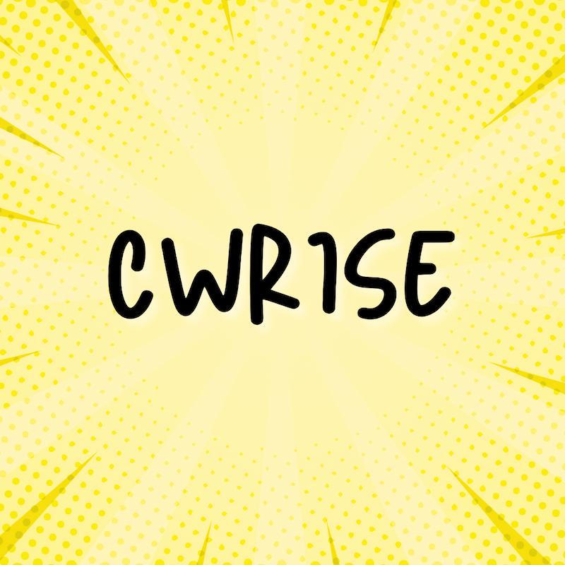 Yellow background with text 'CWRISE'