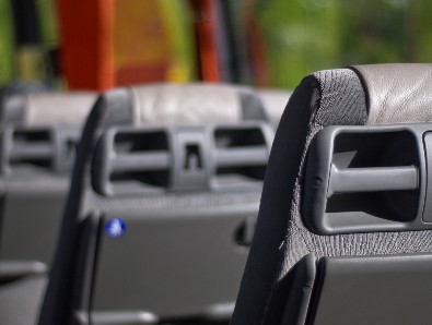A row of bus seats